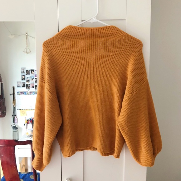 Mustard Yellow Mock Neck Sweater - Picture 4 of 7